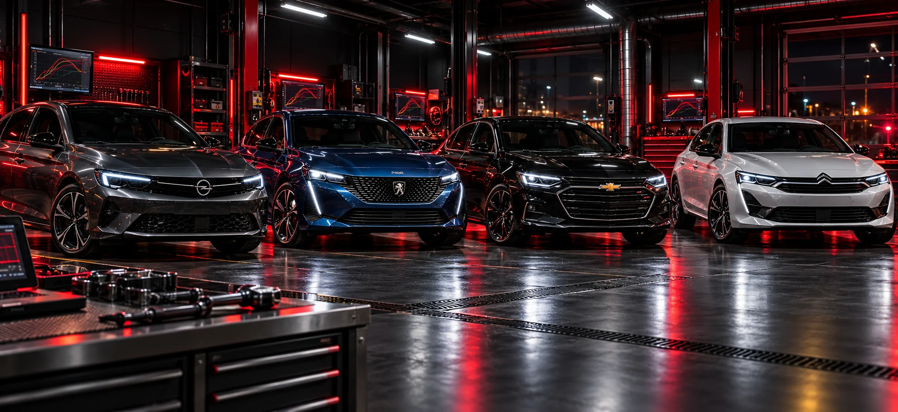 Chip Tuning için servis ortamında dört araç