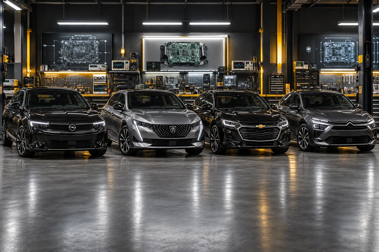Opel, Chevrolet, Peugeot ve Citroën araçların yan yana olduğu temsili hizmet görseli