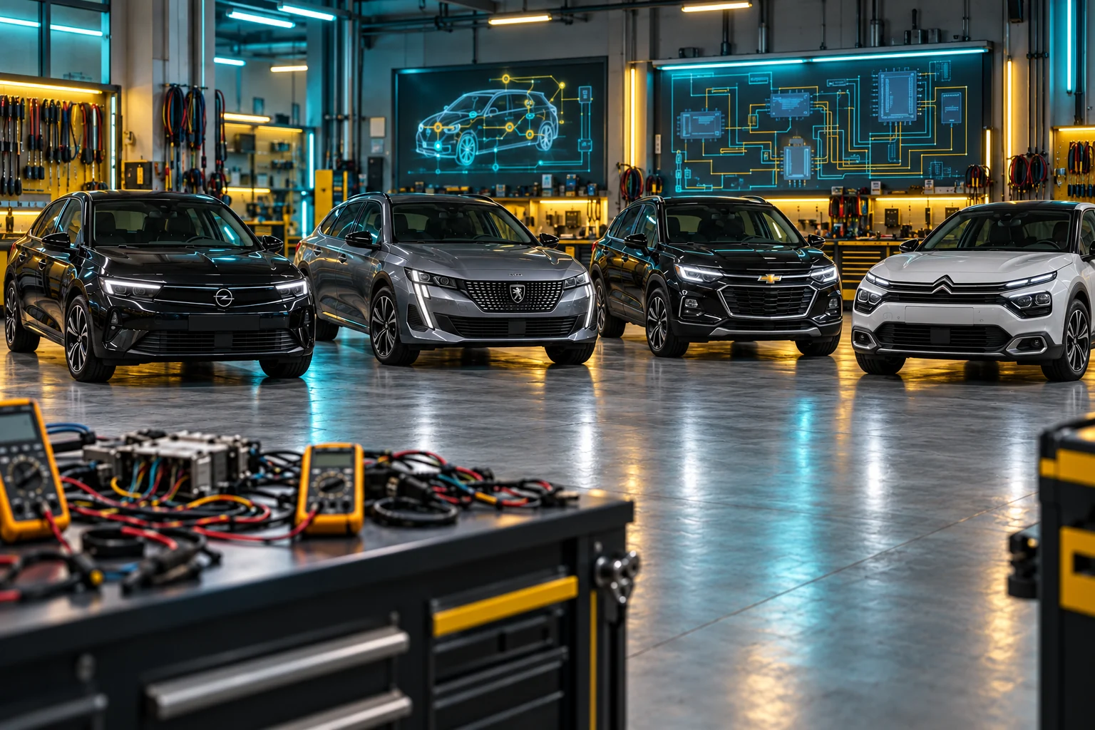 Elektronik Tesisat Tamiri hizmeti için Opel, Chevrolet, Peugeot ve Citroën araç görseli